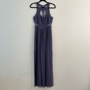 New BCBGeneration Lace Halter Long Maxi Dress Size 4 Purple Bridesmaid Prom.